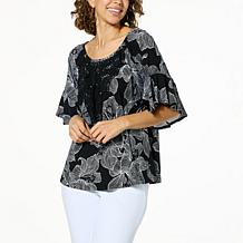 Antthony On/Off-Shoulder Crochet Detail Ruffle-Sleeve Top 