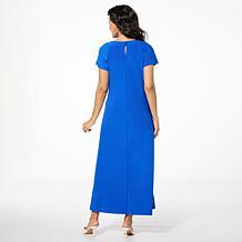 Antthony Print Front Short Sleeve Maxi Dress