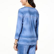 Antthony Printed Denim Studio Stretch 3/4-Sleeve Tunic