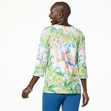 Antthony Printed Studio Stretch Knit 3/4-Sleeve Shirt