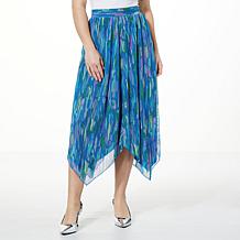 Antthony Printed Tulle Mesh Knit Midi Skirt