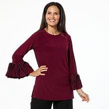 Antthony Ruffled Bell Cuff Long-Sleeve Top