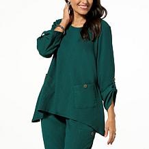 Antthony Textured Knit Sharkbite-Hem Tunic