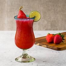 Aqua Rim Handblown Mexican Hurricane Glass - Set of 6