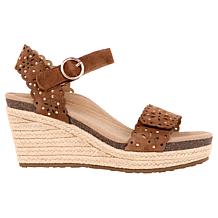 "As Is" Aetrex® Sydney Cut-Out Leather Espadrille Wedge Sandal