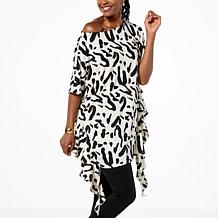 "As Is" Allison Brown NY Side Ruffle Printed Top 