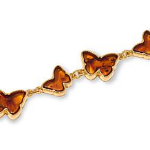 "As Is" Amber Extraordinaire Gold-Plated Butterfly Station Bracelet