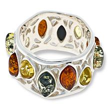 "As Is" Amber Extraordinaire Sterling Silver Amber Eternity Band Ring