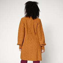 "As Is" Antthony Chunky Cable Knit Turtleneck Sweater Coat