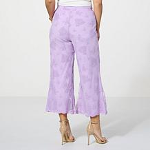 "As Is" Antthony Embroidered Mesh Scalloped Edge Pull-On Pant