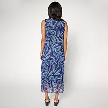 "As Is" Antthony Printed Mesh Knit Tiered Sleeveless Dress