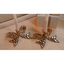 "As Is" august & leo 2-Piece Jeweled Bow Candle Holders