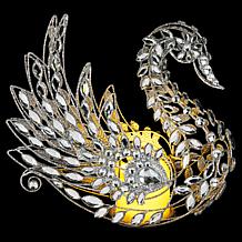 "As Is" august & leo 9" Jeweled Glitter Swan Décor with Flameless C...