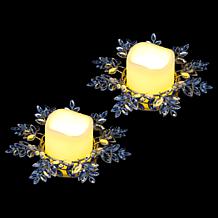 "As Is" august & leo Jeweled Leaf Candle Holder - Set of 2 