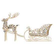 "As Is" august & leo Jeweled Reindeer and Sleigh Set