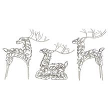 "As Is" august & leo Jeweled Reindeer Décor 3-piece Set with Gift B...