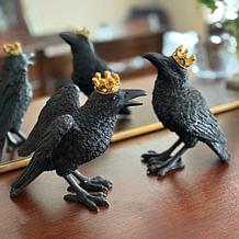 "As Is" august & leo Set of 2 Jeweled Raven Statues