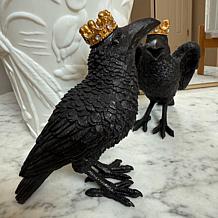"As Is" august & leo Set of 2 Jeweled Raven Statues