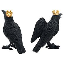 "As Is" august & leo Set of 2 Jeweled Raven Statues
