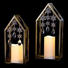 "As Is" august & leo Snowflake & Crystal Metal Lantern - Set of 2