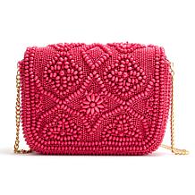 As Is Badgley Mischka Beaded Crossbody Bag with Removable Chain Strap