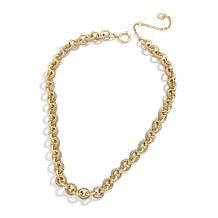 "As Is" BAUBLEBAR 16" Goldtone Polished and Pavé Rolo Chain Necklace