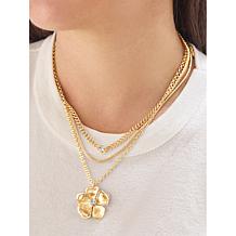 "As Is" BAUBLEBAR Goldtone 3-Row Layered Pendant Necklace
