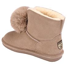 "As Is" BEARPAW® Liv Suede Pom-Pom Boot w/Rain Repellent