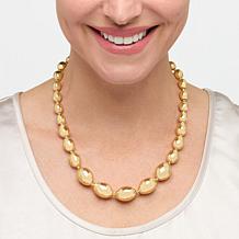 "As Is" Bellezza 18" Bronze Graduated Hammered Bead Necklace