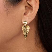 "As Is" Bellezza Bronze Hammered Elongated Heart Drop Earrings