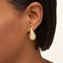 "As Is" Bellezza Bronze Horizontal Ridge Teardrop Earrings