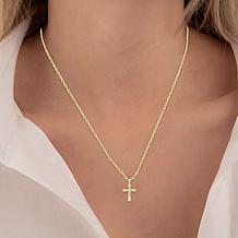 "As Is" Bright Halo Lab Grown Diamonds 0.26ctw Cross Pendant with 1...