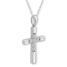 "As Is" Bright Halo Lab Grown Diamonds 0.26ctw Cross Pendant with 1...