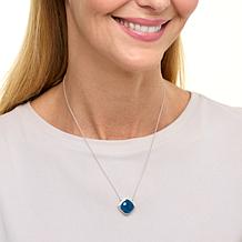 "As Is" C. Lopez Gem Doublet and White Zircon Cushion Drop Necklace
