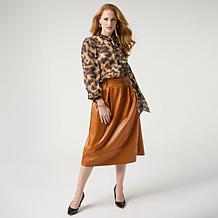 "As Is" C. Wonder Belted Faux Leather Midi Skirt