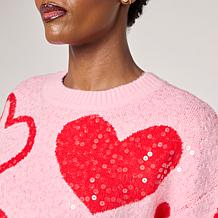 "As Is" C Wonder by Christian Siriano Heart Sequin Crewneck Pullove...