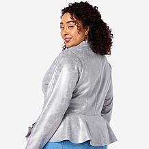 "As Is" C Wonder by Christian Siriano Metallic Knit Ruffle Jacket
