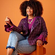 "As Is" C Wonder by Christian Siriano Tweed and Faux Leather Moto J...