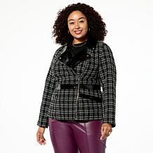"As Is" C Wonder by Christian Siriano Tweed and Faux Leather Moto J...
