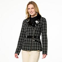 "As Is" C Wonder by Christian Siriano Tweed and Faux Leather Moto J...
