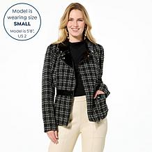 "As Is" C Wonder by Christian Siriano Tweed and Faux Leather Moto J...