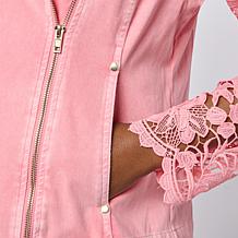"As Is" C Wonder Lace Sleeve Moto Jacket