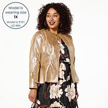 "As Is" C Wonder Metallic Knit Ruffle Jacket