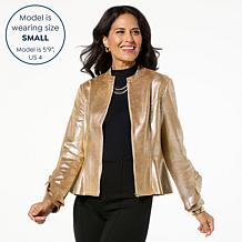 "As Is" C Wonder Metallic Knit Ruffle Jacket