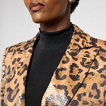 "As Is" C Wonder Printed Sequin Blazer