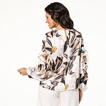 "As Is" C Wonder Runway Collection Rosette Sleeve Blouse