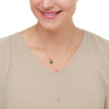 "As Is" Canadian Ammolite Gems Pear Station Adjustable Chain Necklace