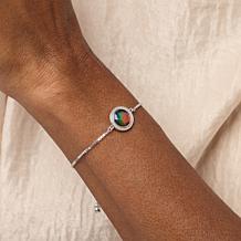 "As Is" Canadian Ammolite Gems Round Ammolite Station Bolo Bracelet