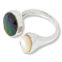 "As Is" Canadian Ammolite Gems Strlng Slvr Ammlite & Mthr-of-Pearl Rng