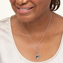 "As Is" Canadian Ammolite Gems Trilliant-Cut Ammolite Pendant w Chain